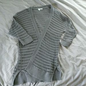 Long Gray Knit Cardigan Size Small